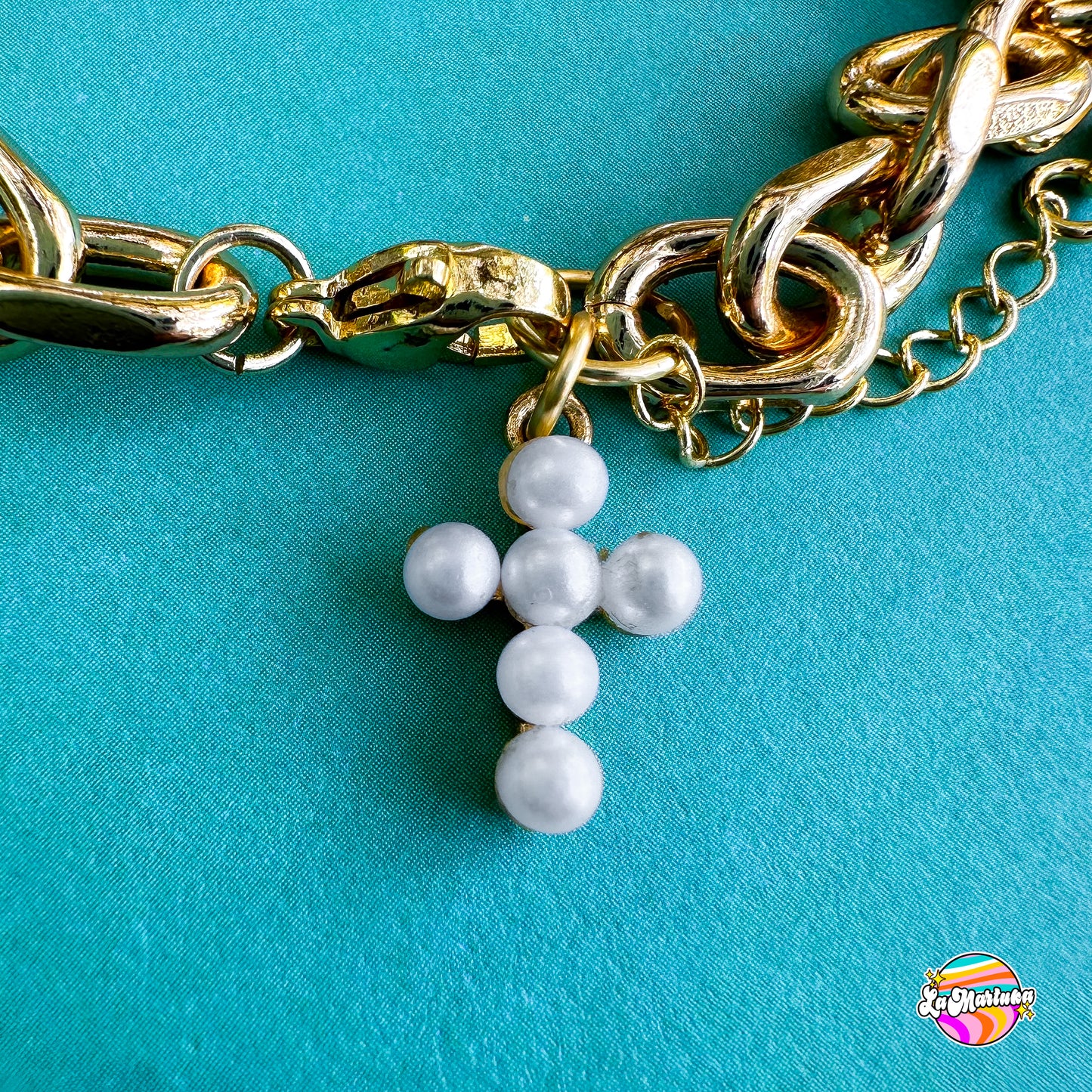Pulsera Cruz perlada