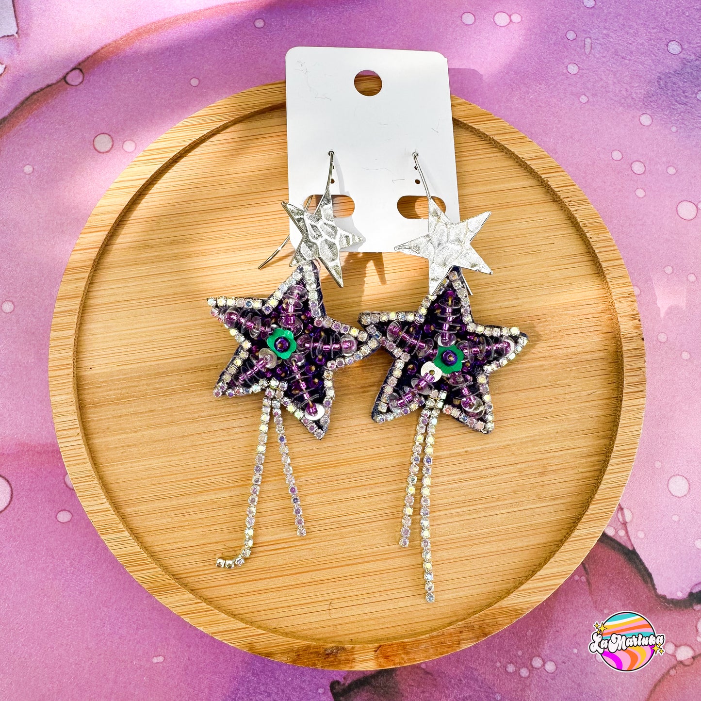 Aros bordados Estrella fiestera