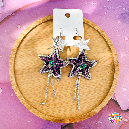Aros bordados Estrella fiestera