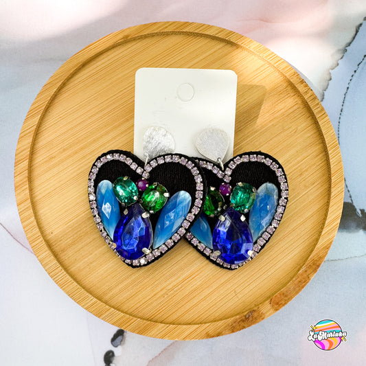 Aros bordados Corazón parchado