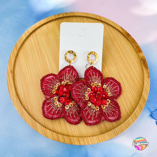 Aros bordados Hibisco