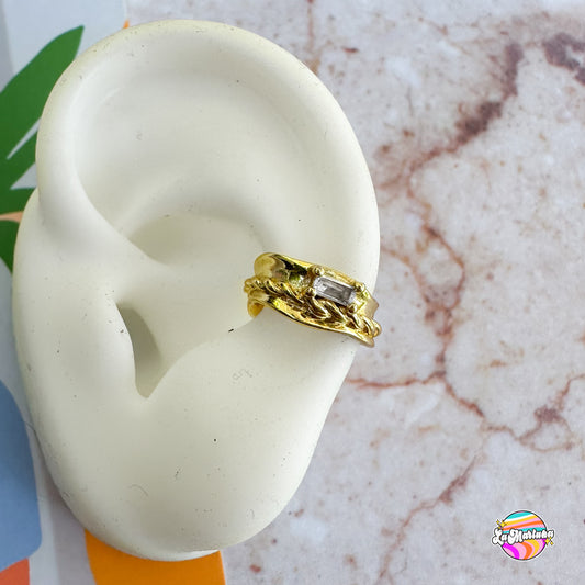 Ear cuff Cuerda y cristal