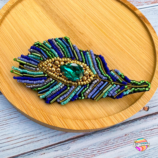 Prendedor Pluma Pavo real