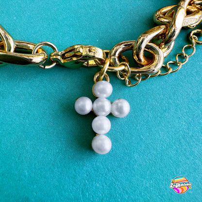 Pulsera Cruz perlada